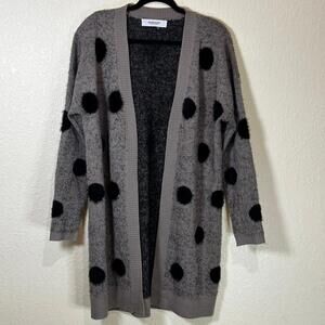 Workshop polka dot cozy long cardigan sweater size OS
